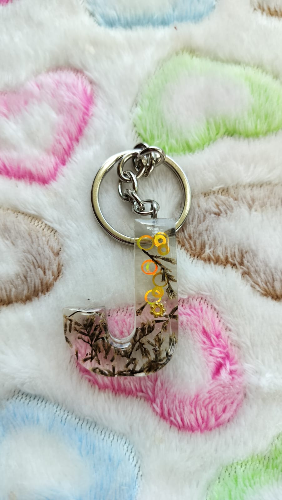 'J' Letter Flower Keychain