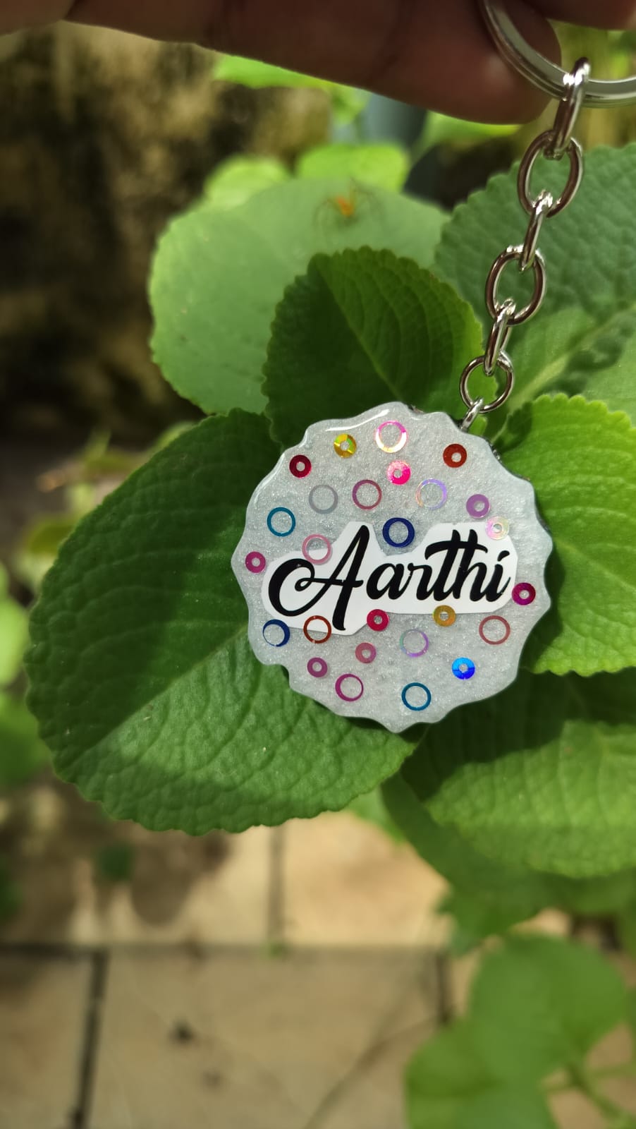 Double side Keychain Circle - flower