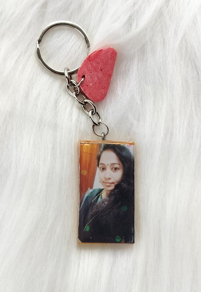 double side photo rectangle key chain