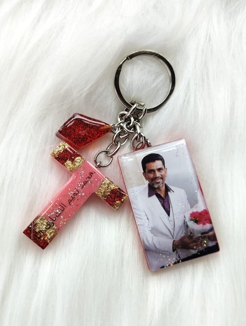 Letter and photo key chain