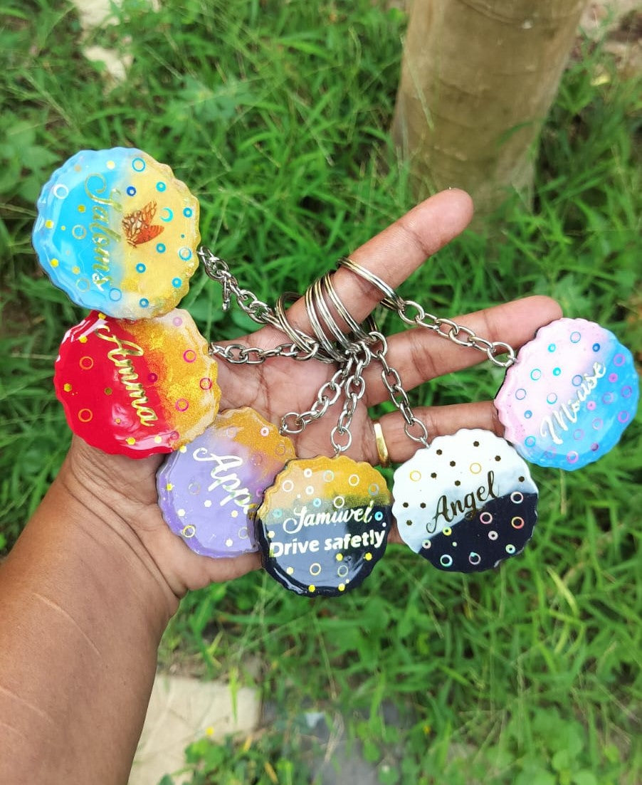 Front and back photo key chain with crystals