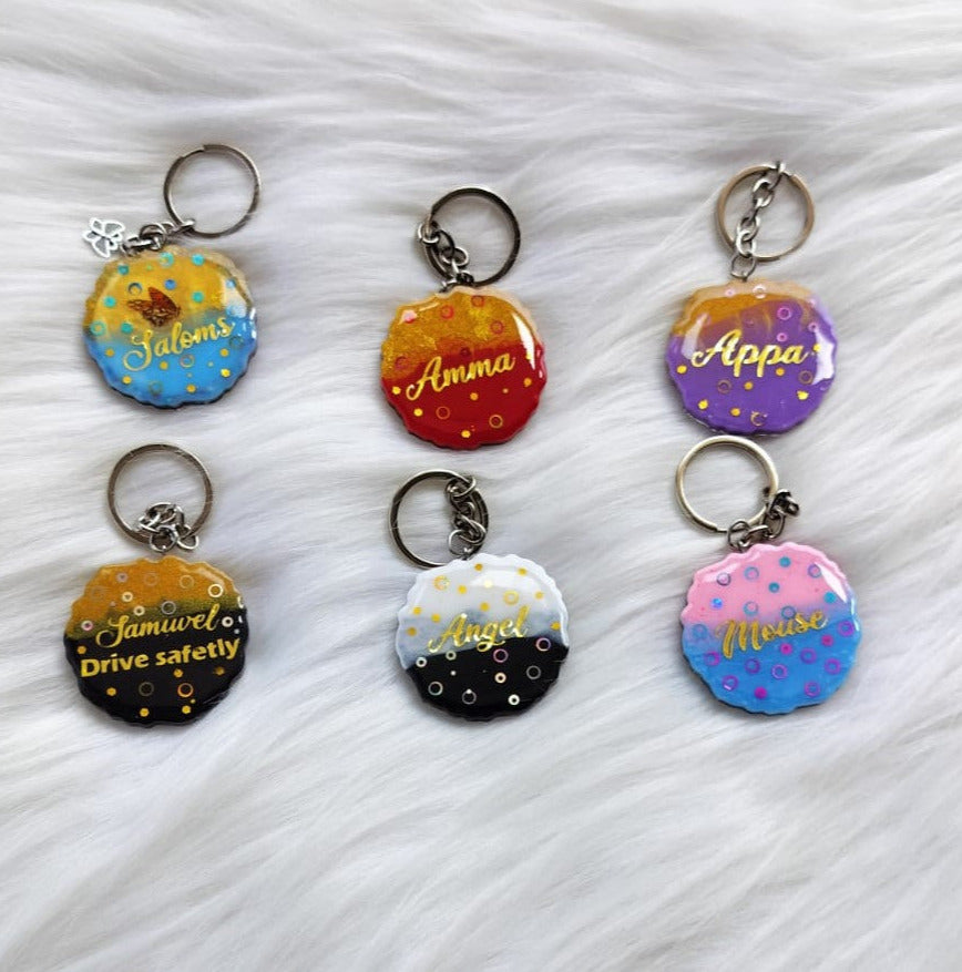 Front and back photo key chain with crystals