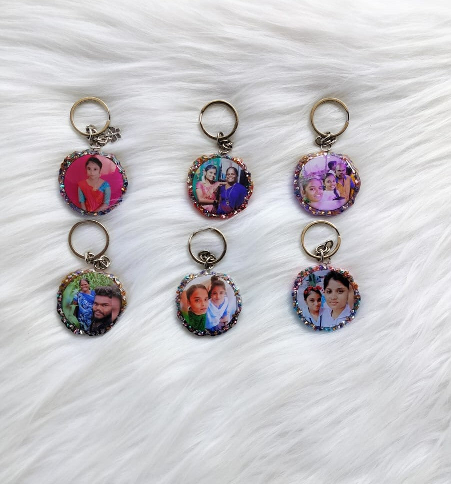 Front and back photo key chain with crystals