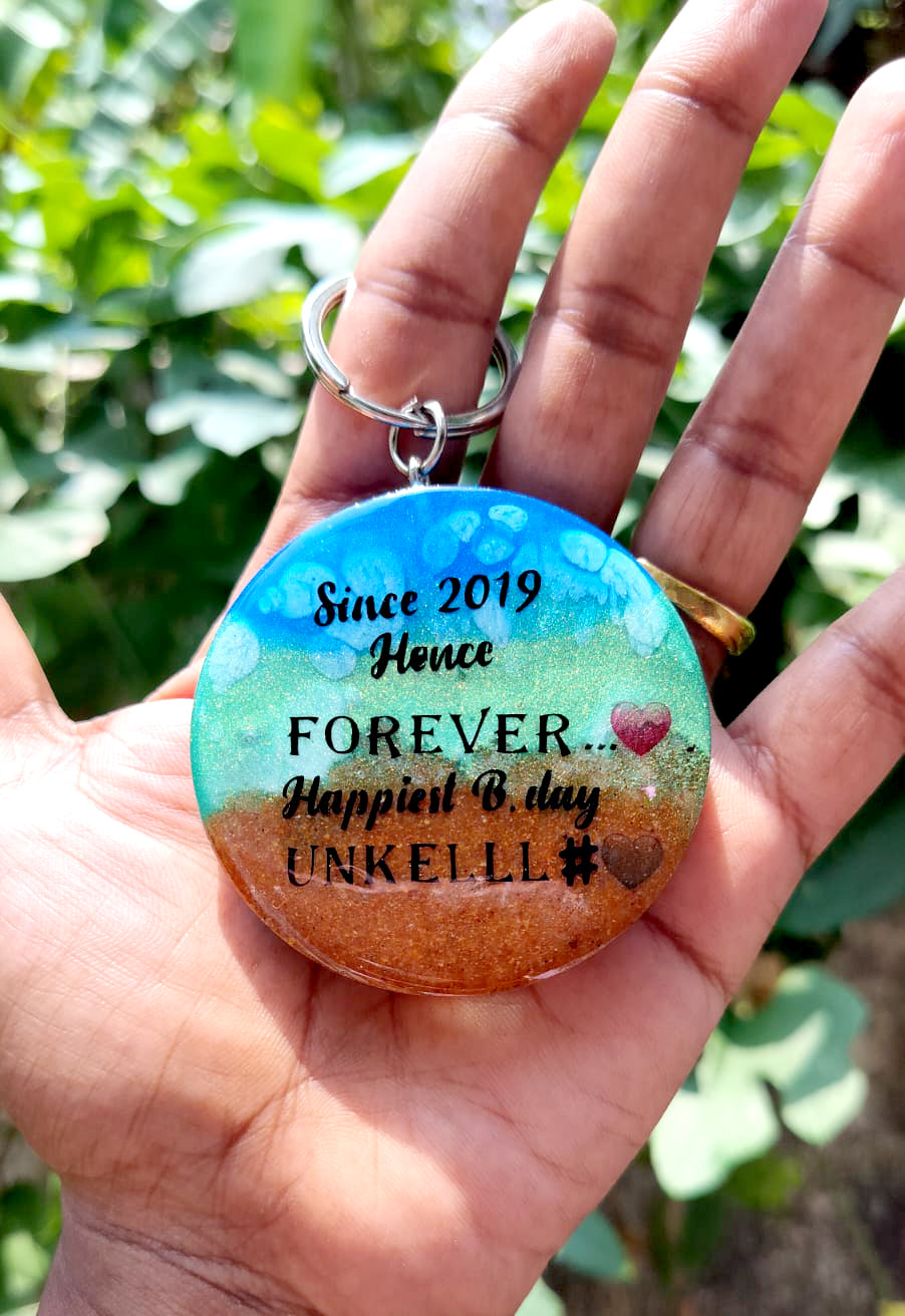 2.4" Round Key chain-Double side - Beach Theme