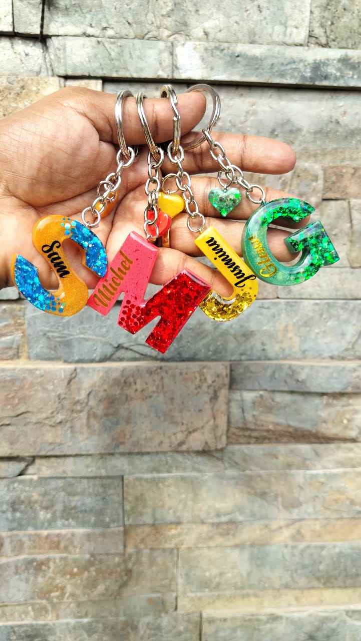 Alphabet glitter key chains