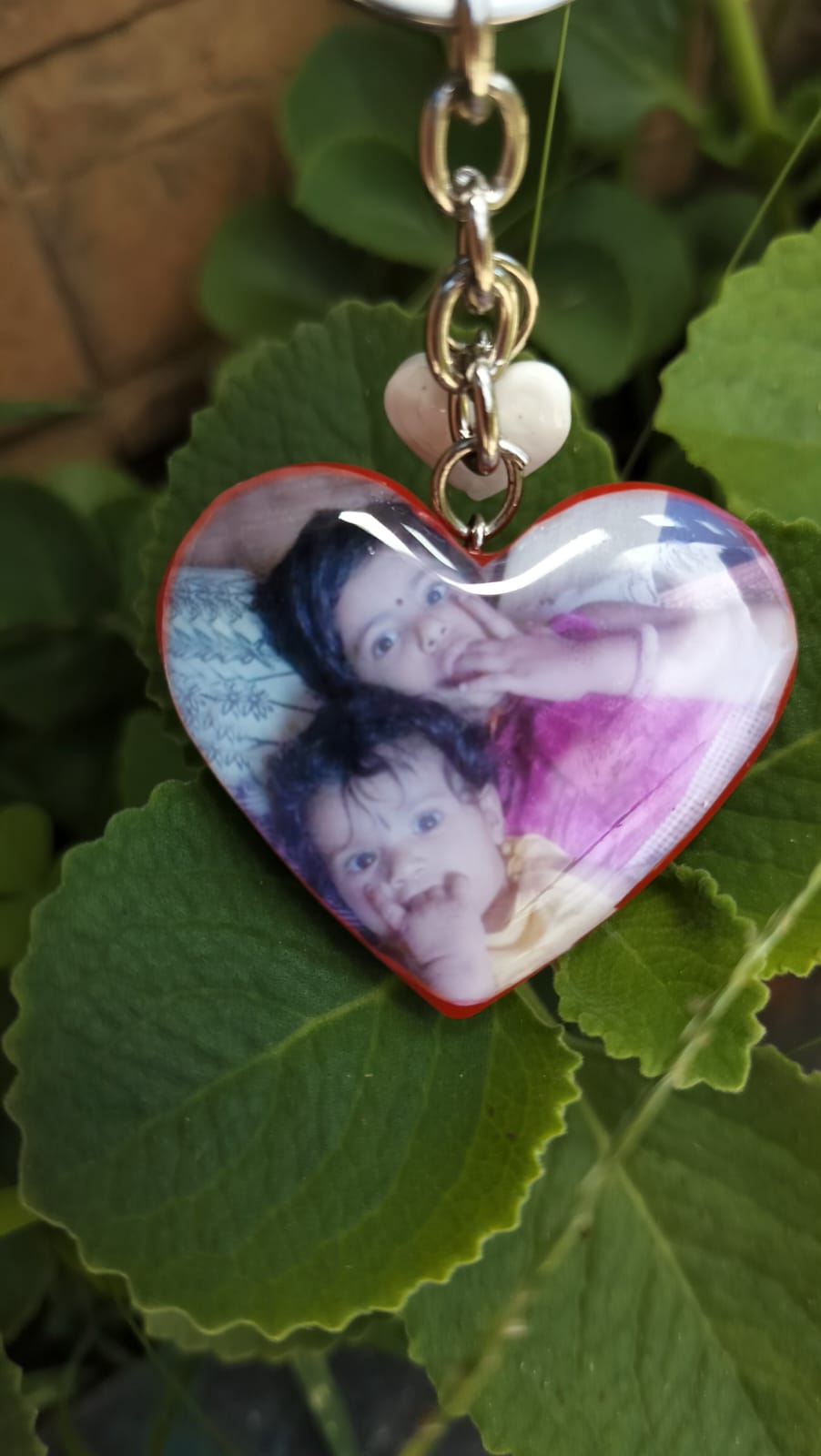 Heart double side photo family