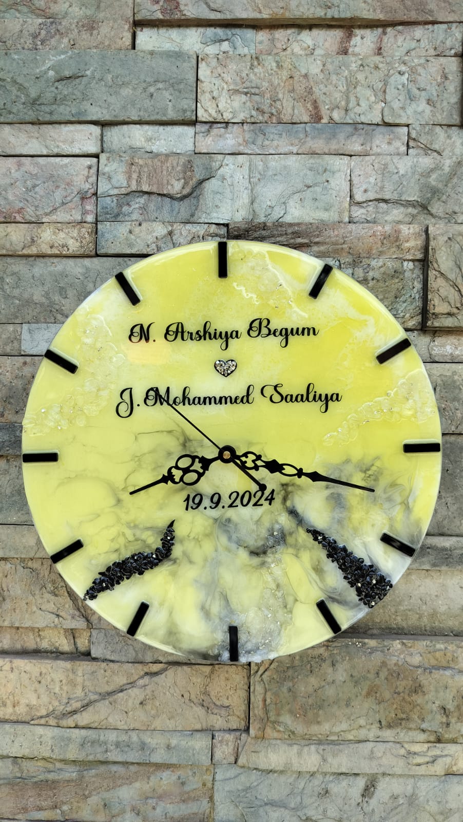 12 inches yellow clock