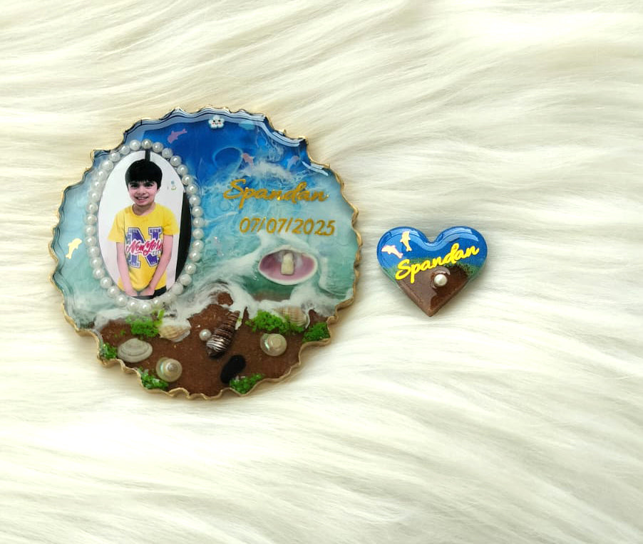 4 inches Agate - Tooth preservation - Sea theme