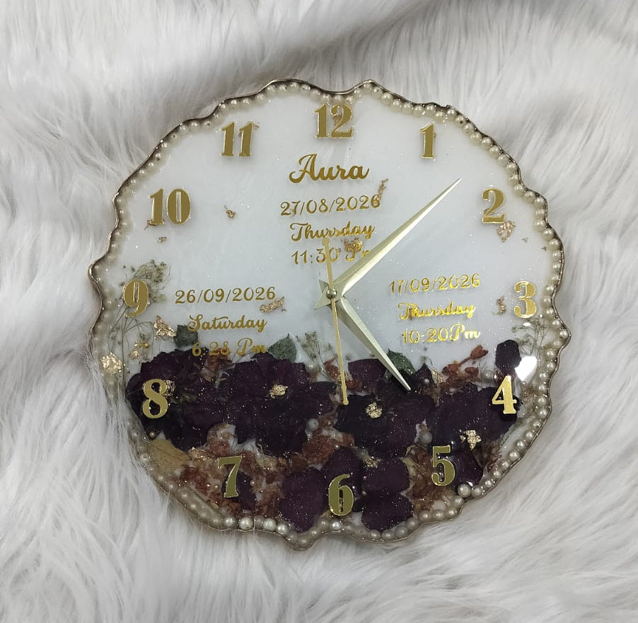 Wall Clock - Flower Preserved - 12" inches