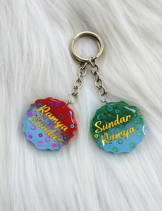 Customized Name Keychain - Vinyl golden text