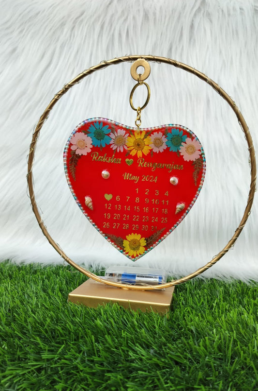 Heart with ring metal stand - Front and back