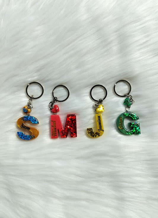 Alphabet glitter key chains