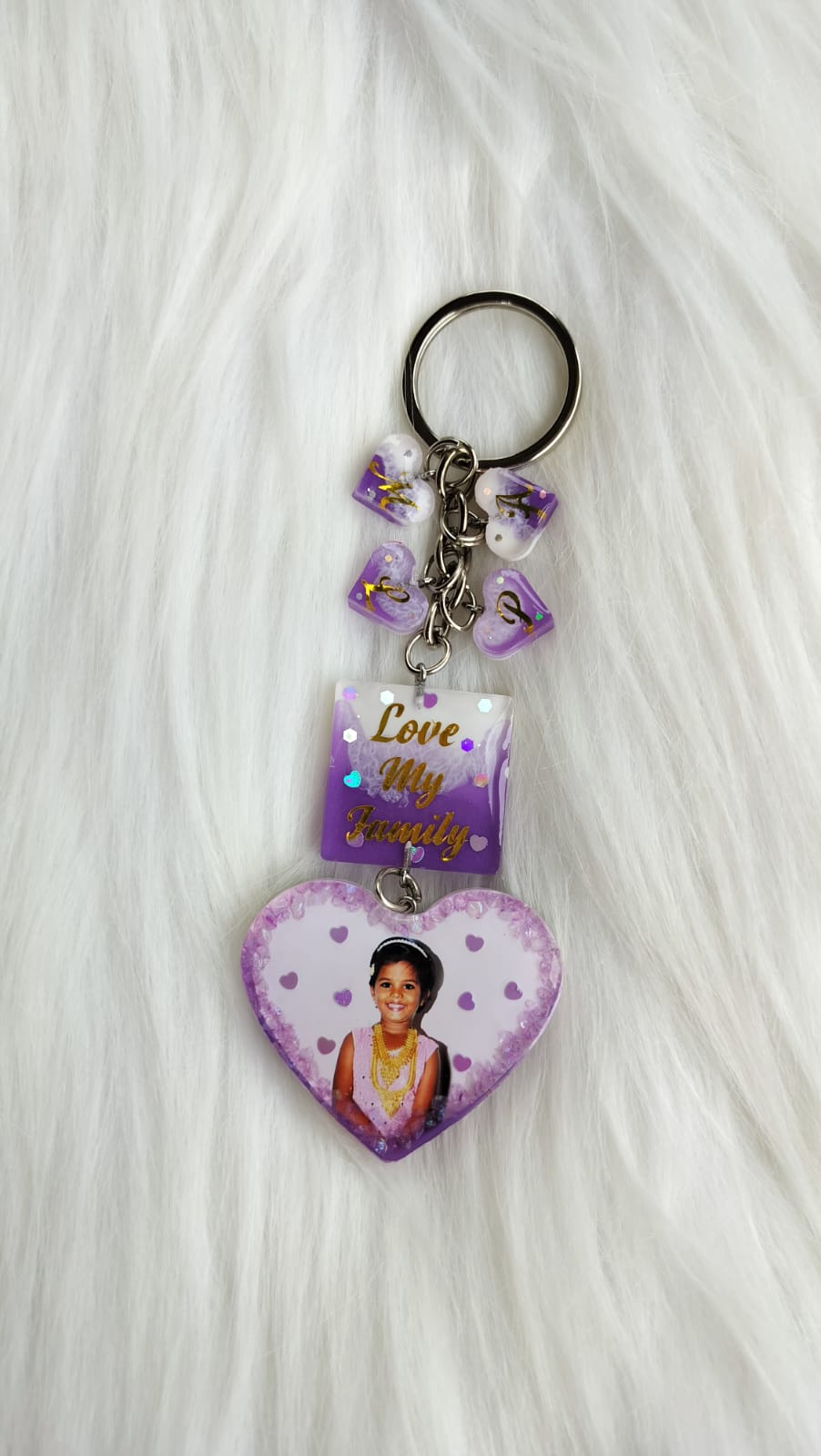 Heart key chain with double side extra design