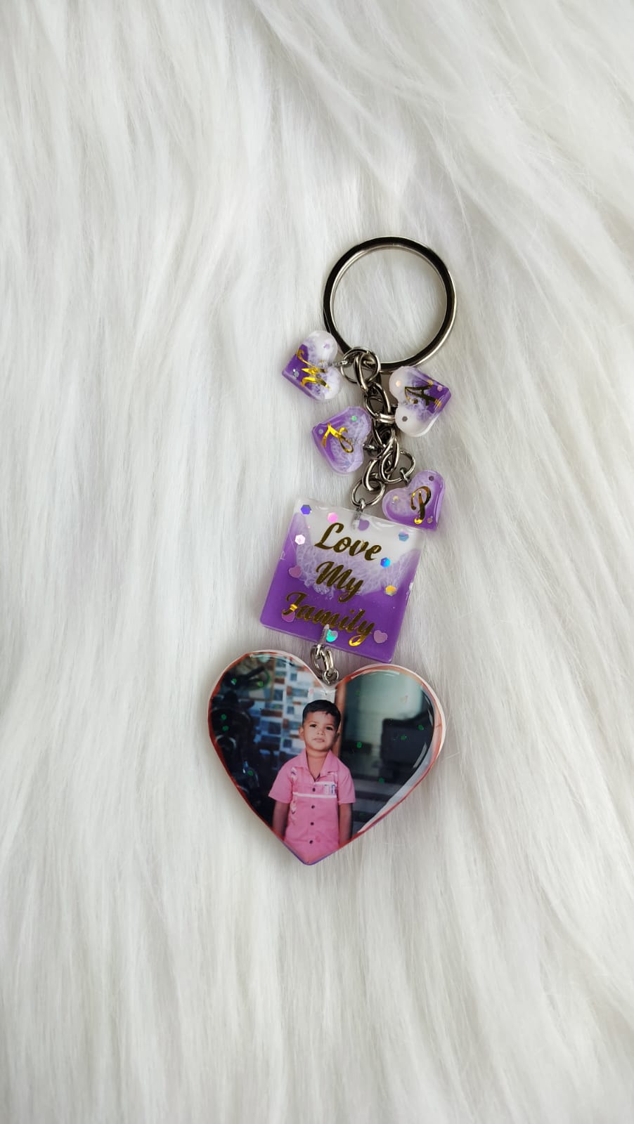 Heart key chain with double side extra design