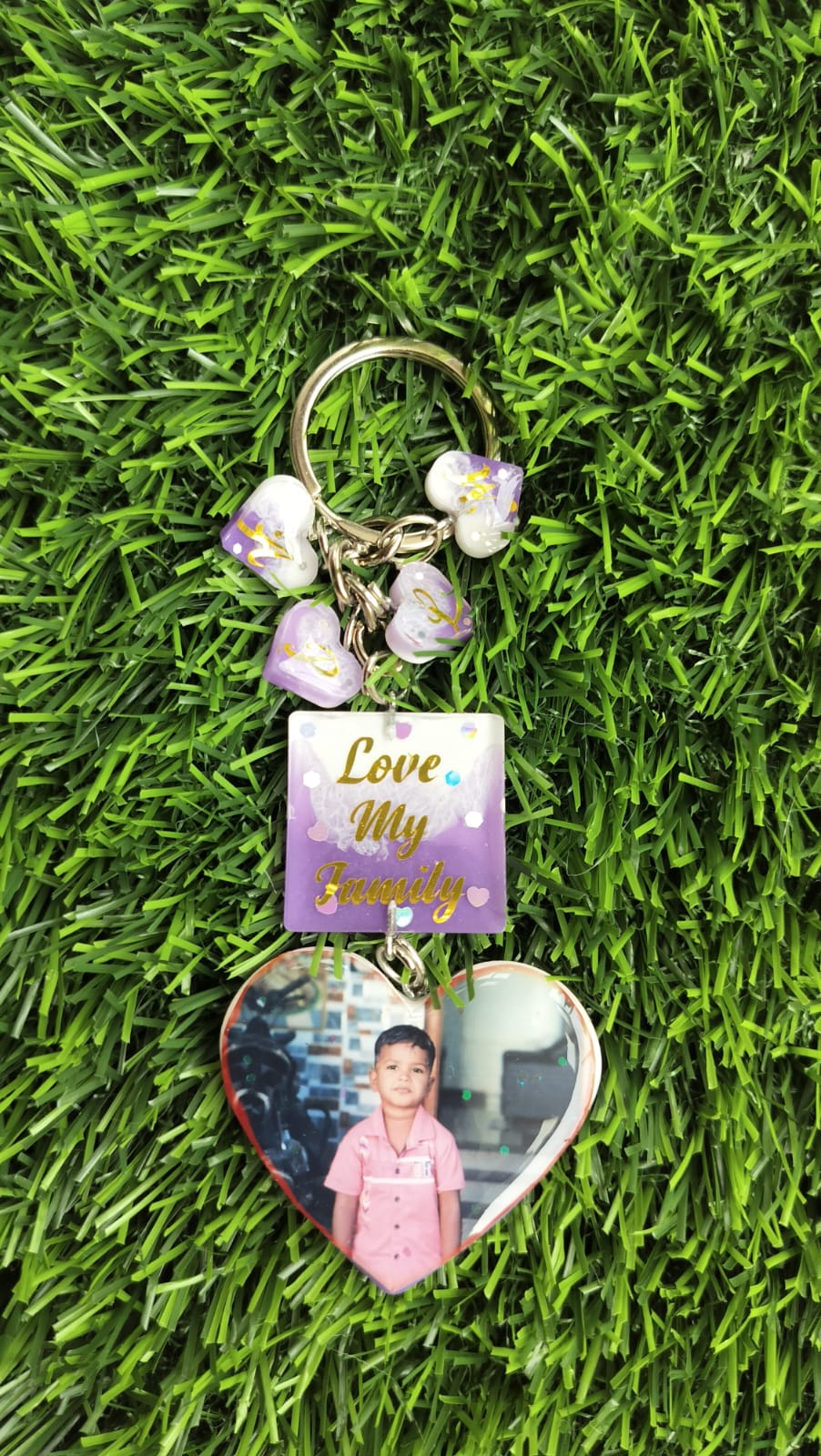 Heart key chain with double side extra design