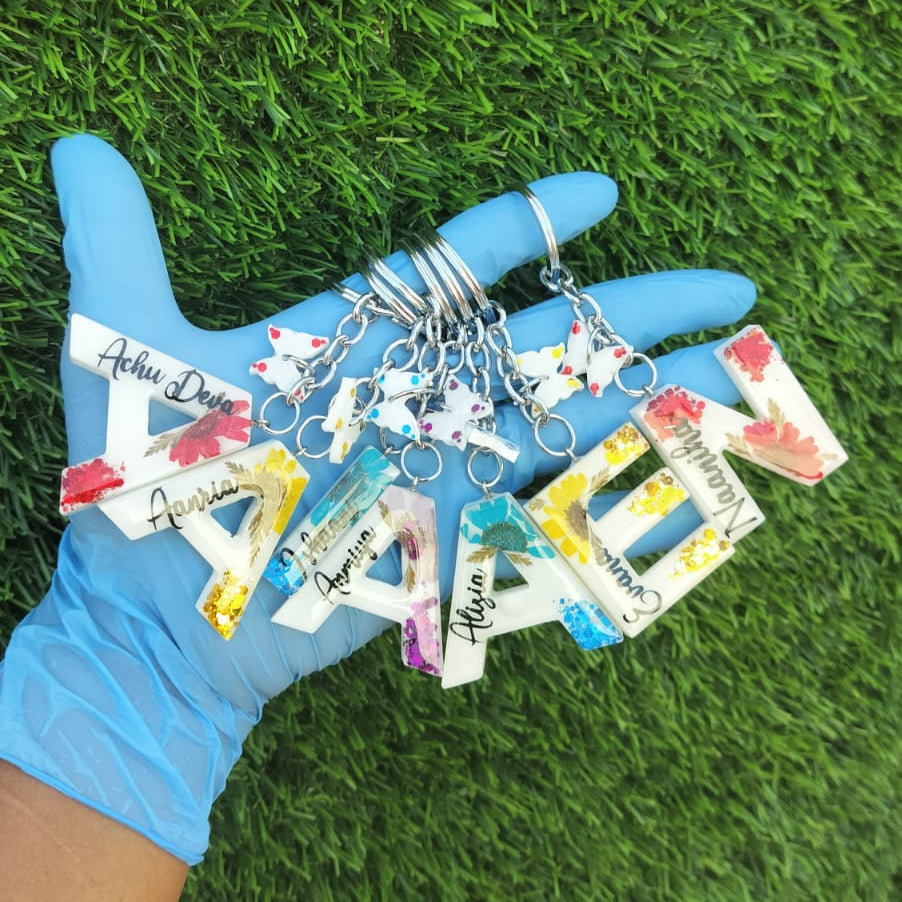 Alphabet names key chain
