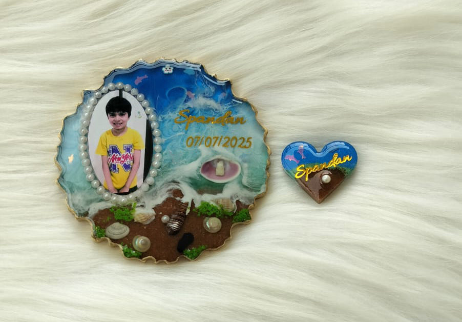 4 inches Agate - Tooth preservation - Sea theme