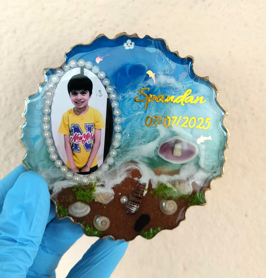 4 inches Agate - Tooth preservation - Sea theme