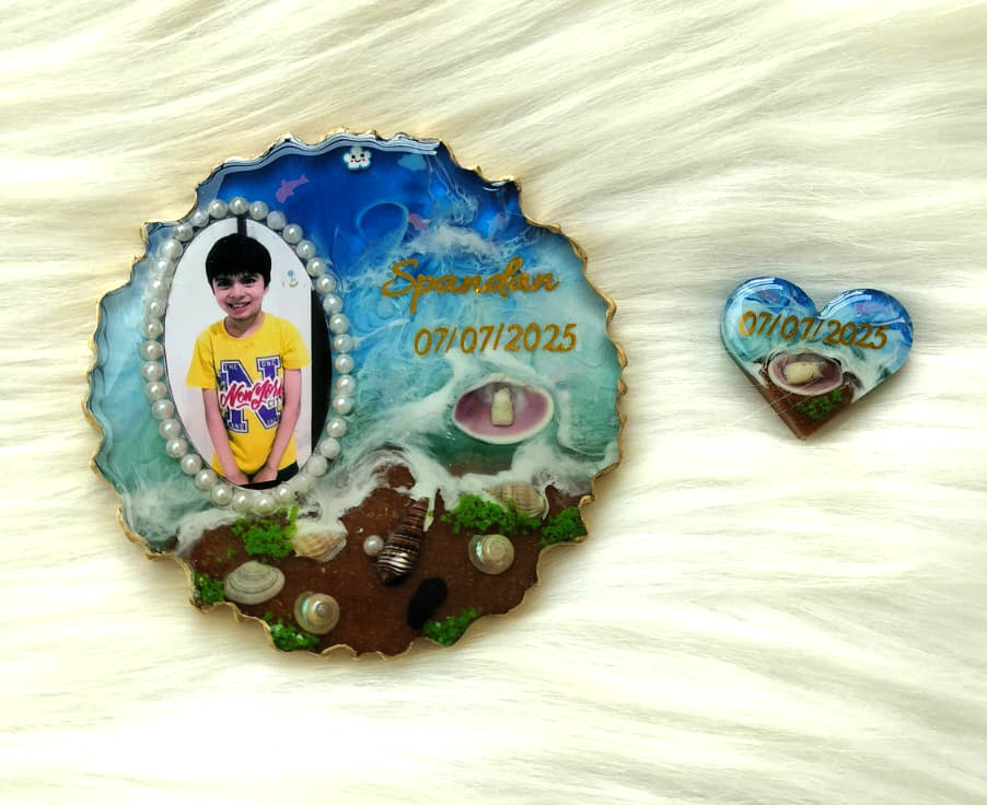 4 inches Agate - Tooth preservation - Sea theme